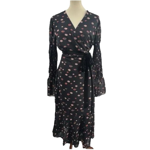 Hutch x ModCloth Truth From My Red Lips Black Midi Dress NWOT Size Large - Picture 2 of 11